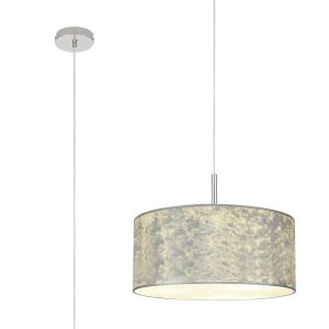 Baymont Polished Chrome 1 Light E27  Single Pendant With 40cm x 18cm Silver Leaf Shade