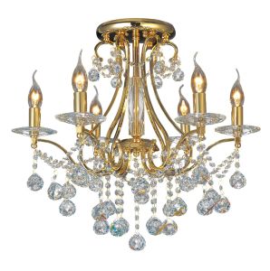 Bianco 61cm Ceiling 6 Light E14 French Gold/Crystal