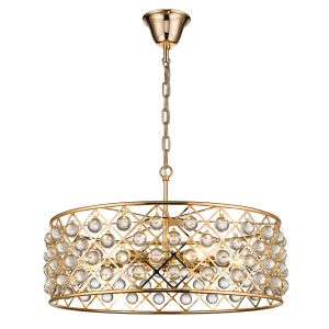 Cestone 6 Light E14 Gold Pendant With Adjustable Chain