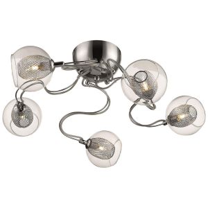 Doralice 5 Light G9 Polished Chrome Flush Fitting With Chrome Inner Mesh & Outer Glass Shade