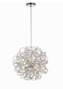 Cassidy 45cm Pendant Round Intertwining Aluminium 6 Light G9 Silver/Chrome