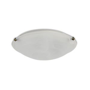 Chester 3 Light E27 Flush Ceiling 40cm Round, Black/Gold With Frosted Alabaster Glass