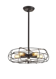 Claudia Fixed Pendant 5 Light E27 Black