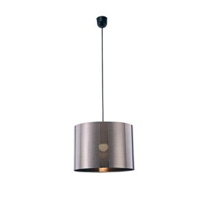 Dako 35cm Black Pendant 1 Light E27 With 350 x 250mm Metallic Gun Metal Finish Cylinder Shade, c/w Ceiling Bracket