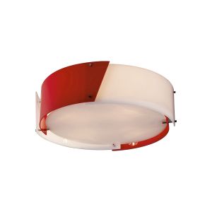 Dakota 57cm Ceiling Small 4 Light E27 Polished Chrome/Red & White Acrylic