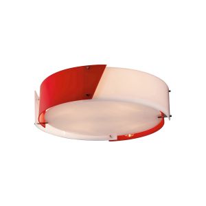 Dakota 67cm Flush Ceiling Medium 4 Light E27 Polished Chrome/Red & White Acrylic