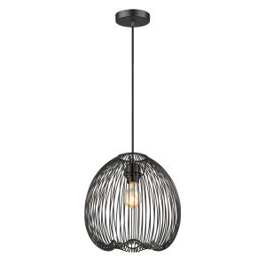 Sveva 1 Light E27 Single Adjustable Dimmable Matt Black Pendant