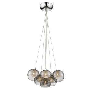 Zeno 6 Light G9 Pendant Smoked Grey Adjustable