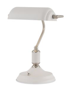 Edessa Table Lamp 1 Light With Toggle Switch, Satin Nickel/Sand White