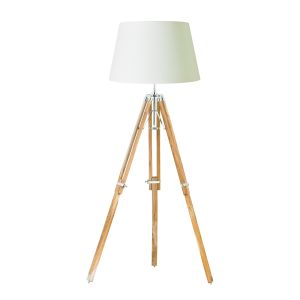 ENDON-EH-TRIPOD-FLNA TRIPOD SINGLE FLOOR LAMP WOOD TEAK/BRASS FINISH (BASE ONLY)