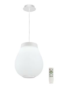 Nu Eldon Pendant, 1 x 22W LED, IP44, RGB/Tuneable White Remote Control/App Control With Built In Speaker, Bluetooth Connection, White, 3yrs Warranty