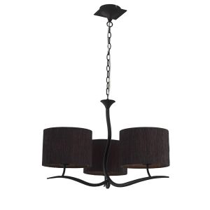 Eve 70cm Pendant 3 Light E27, Anthracite With Black Round Shades