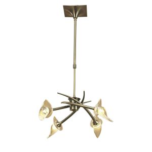 Flavia 54cm Telescopic Pendant Convertible To Semi Flush Round 4 Light G9, Antique Brass