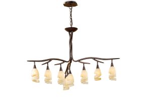 (0017 002) Gaudi 96cm Pendant 3 Arm 9 Light G9, Brown/Black Oxide