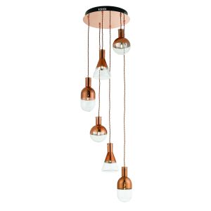 Endon GIAMATTI-6CO Giamatti 6 Light Pendant Copper Plate/Clear/Copper Finish