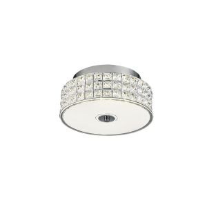Hawthorne 28cm Round Flush Ceiling 18W 1050lm LED 4000K Polished Chrome/Silver/Crystal, 3yrs Warranty