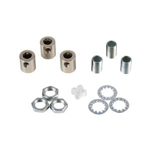 Hayes Metal Cable Grip Kit (3pcs) Polished Chrome, c/w 10mm Thread, Washer & Nut, Plastic Grub Screws