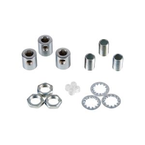 Hayes Metal Cable Grip Kit (3pcs) Polished Nickel, c/w 10mm Thread, Washer & Nut, Plastic Grub Screws