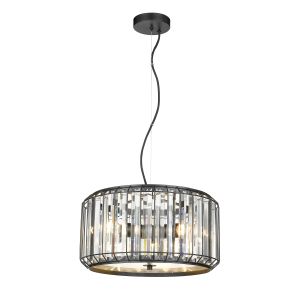 Ortiga 3 Light E27 Adjustable Black Pendant