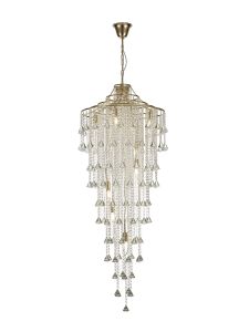 Inina 64cm Tall Pendant 9 Light E14 French Gold/Crystal Item Weight: 17kg