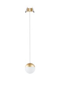 Kilda 9.5cm 1 Light Recessed Pendant, 10W LED, 3000K, 800lm, Gold, 3yrs Warranty