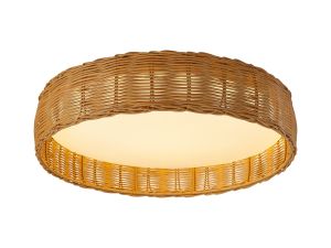 Kilimanjaro 54.5cm 50W LED Ceiling Light, CCT 2700/4000/5000K, 3800lm, Beige Rattan, 5yrs Warranty