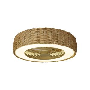 Kilimanjaro Mini 58cm 55W LED Dimmable Ceiling Light With 25W DC Reversible Fan, 3800lm, Beige Rattan, 5yrs Warranty