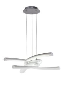 Knot 76cm Pendant 36W LED 3000K,3600lm,Gloss White/White Acrylic/Polished Chrome,3yrs Warranty