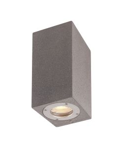 Levi Rectangular Wall Lamp, 2 x GU10 (Max 12W), IP65, Grey Concrete, 2yrs Warranty