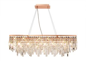 Maddison Pendant Linear 6 Light G9 Rose Gold/Crystal