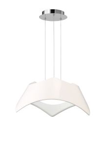 Maui 63cm Pendant 5W+19W LED 3000K, 2520lm, Gloss White / Polished Chrome, 3yrs Warranty