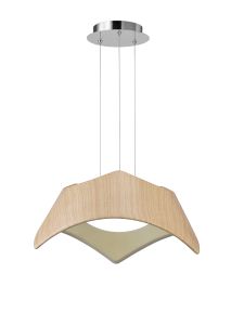 Maui Pendant 3 Light E27, Beech / Polished Chrome