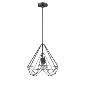 Lucien 1 Light E27 Adjustable Dimmable Pendant Matt Black