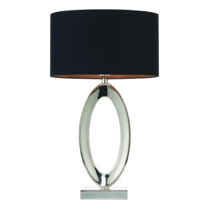 Endon NERINO Nerono Single Table Lamp Polished Nickel Plate/Black Finish