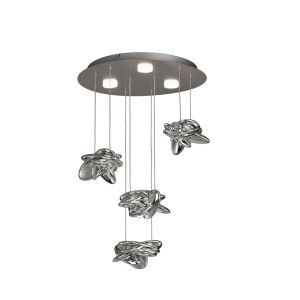 Nido Pendant 45cm Round 4 + 2 Lights 24W + 10W LED 3000K, 2800lm, Chrome, 3yrs Warranty