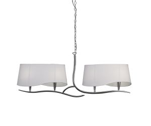 Ninette Linear Pendant 2 Arm 4 Light E14, Polished Chrome With Ivory White Shades