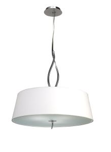 Ninette 60cm Pendant 4 Light E27, Polished Chrome With Ivory White Shades