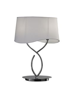 Ninette Table Lamp 2 Light E14 Large, Polished Chrome With Ivory White Shade