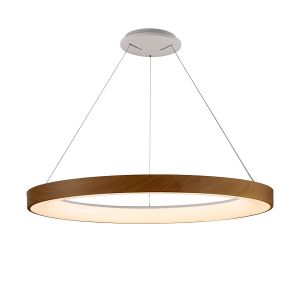 Niseko Ring Pendant 90cm 66W LED, 3000K-6000K Tuneable, 5440lm, Remote Control, Wood, 3yrs Warranty