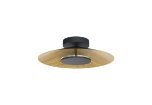 Orion Ceiling 25cm Round, 8W LED, 3000K, 560lm, Wood/Black, 3yrs Warranty