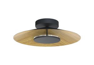 Orion 50cm Ceiling 55cm Round, 24W LED, 3000K, 1680lm, Wood/Black, 3yrs Warranty