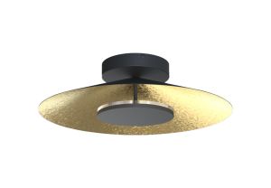 Orion 50cm Ceiling 55cm Round, 24W LED, 3000K, 1680lm, Gold Leaf/Black, 3yrs Warranty