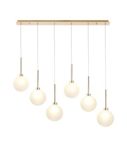 Penton Linear Pendant 2m, 6 x G9, French Gold/Frosted Type G Shade