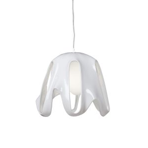 Phantom 50cm Pendant 1 Light E27, Gloss White/Frosted White Glass/Polished Chrome