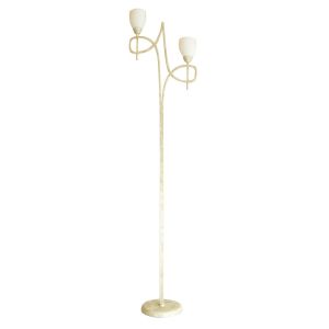 San Marino Floor Lamp With In-Line Switch 2 Light E14 Cream/French Gold/Opal Glass