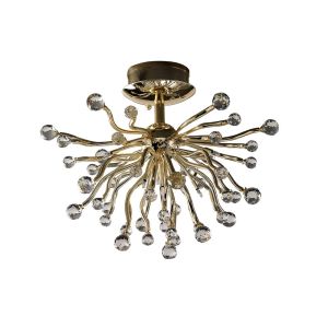 Tizio 60cm Ceiling 10 Light G4 French Gold/Crystal, NOT LED/CFL Compatible