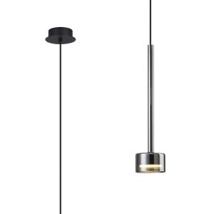 Tonic 9.8cm Pendant, 1 Light, With Replaceable 12W LEDs, 4000K, Chrome/Black/Chrome Glass