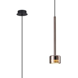 Tonic 9.8cm Pendant, 1 Light, With Replaceable 12W LEDs, 3000K, Copper/Black/Copper Glass