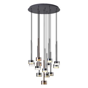 Tonic 60cm Round Pendant, 14 Light, With Replaceable 12W LEDs, 3000K, Black/Chrome/Bronze/Copper