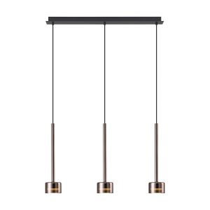 Tonic Linear Pendant, 3 Light GX53 (12W, Not Included), Copper/Black/Copper Glass